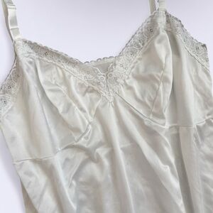 Vintage Vassarette White Lace Slip Dress Nylon Satin Straps Size L